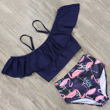 Load image into Gallery viewer, High Waist Push Up Bathing Suit Ruffle Bikini Set