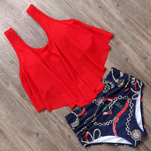 Load image into Gallery viewer, High Waist Push Up Bathing Suit Ruffle Bikini Set