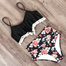 Load image into Gallery viewer, High Waist Push Up Bathing Suit Ruffle Bikini Set